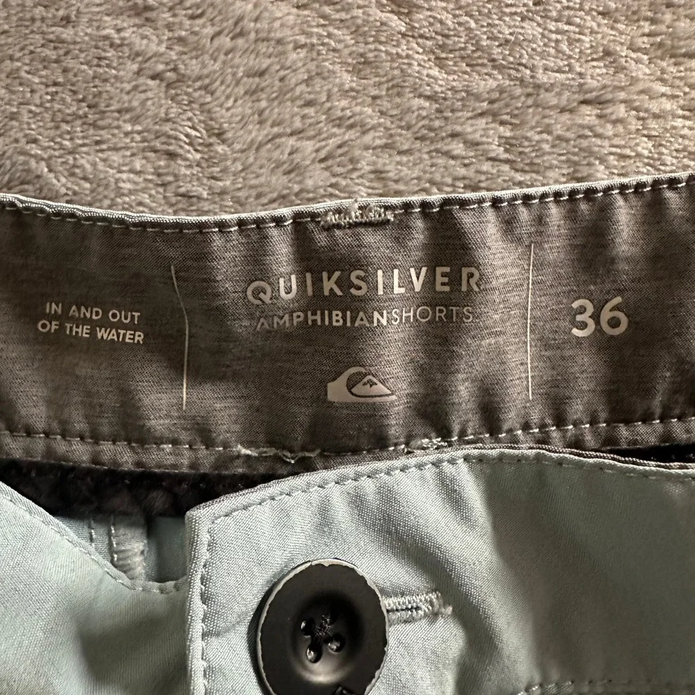 Quiksilver Amphibian Shorts Mens 36 Sage Green Hybrid Boardshorts Walkshorts 9in